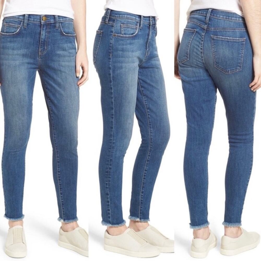 Current Elliott Stiletto Jeans 26 High Waist Raw Hem Ankle Denim Cotton Blend